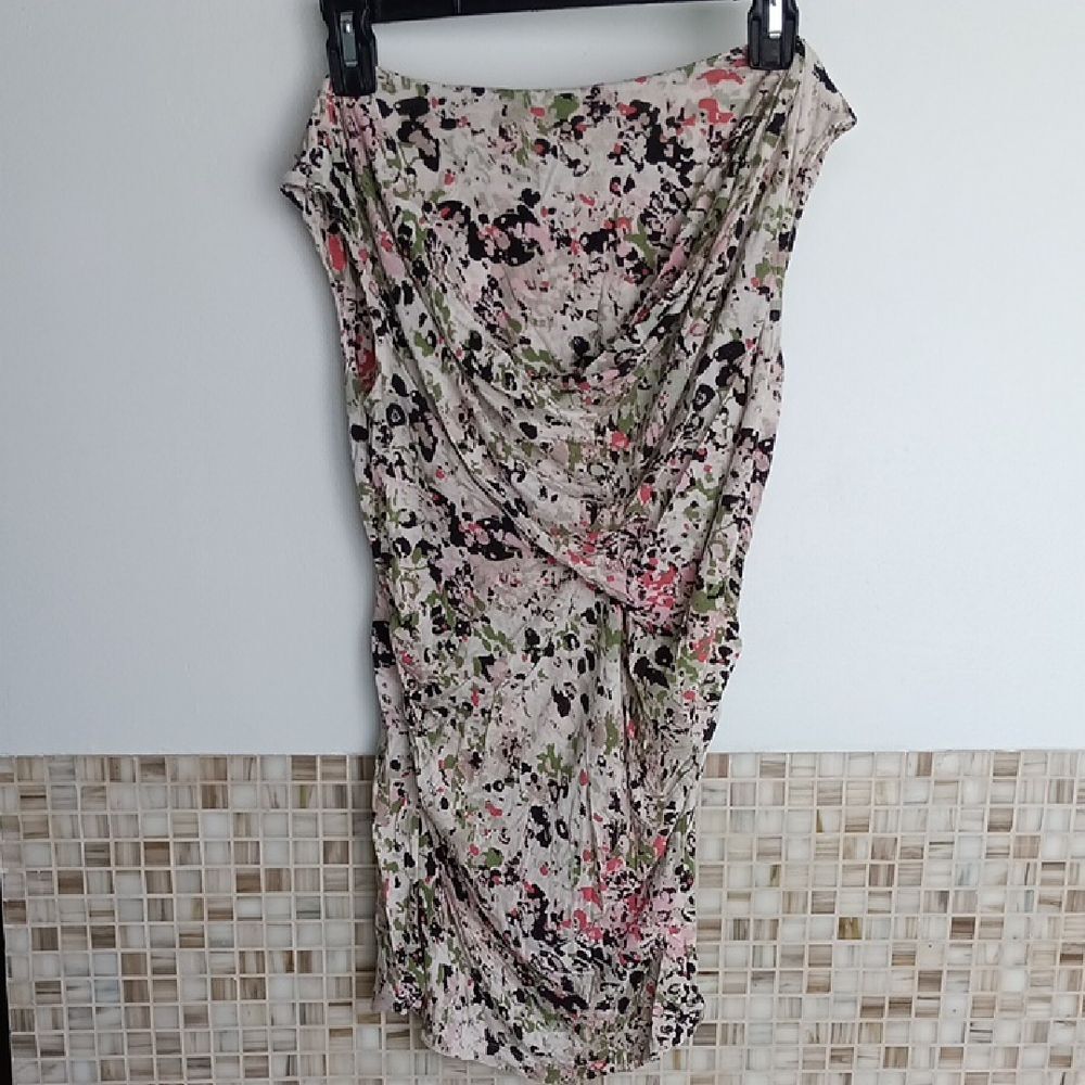 Drape Front Rayon Top Abstract Print